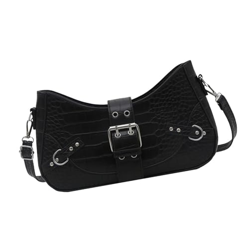 XIAOQENAN Moderne Crossbody Tasche Mit Metallischen Nieten Weiche PU Leder Praktische Carryall Umhängetaschen Reisen Unterarm Geldbörse Umhängetasche von XIAOQENAN