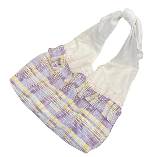 XIAOQENAN Moderne Falten Design Tasche Mit Spitzeneinsatz Geräumiger Büropendler Handtasche Lässig Ergonomische Gurtspitzenverkleidung Umhängetasche von XIAOQENAN