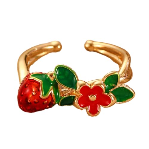 XIAOQENAN Moderne Kirschenringe Datum Schmuck Komfortable Ringe Einstellbare Kupferstruktur Geeignet Für Trendige Jugendliche Frauen Modeschmuck Geeignet von XIAOQENAN