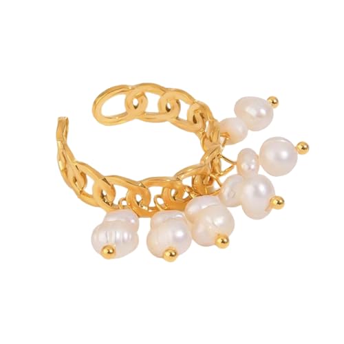 XIAOQENAN Moderne Minimalistische Edelstahl Gold Herz Anhänger Doppelschicht Öffnungsringe Für Frauen Wasserdichte Schmuckstücke Moderinge von XIAOQENAN