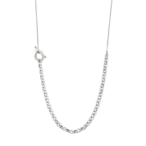 XIAOQENAN Moderne OT Schnalle Pulloverkette Edelstahl Halskette Verstellbare Länge Neckketten Choker Accessoire Für Frauen Vielseitige Mode Halskette von XIAOQENAN