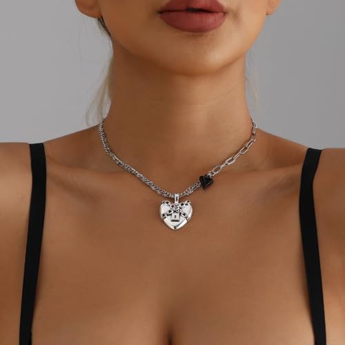 XIAOQENAN Modeschmuck Romantik Liebe Link Collarbone Kette Tragbarer Komfort Für Mädchen Abendkleid Accessoires Süßes Herz Charm Collarbone Halskette von XIAOQENAN