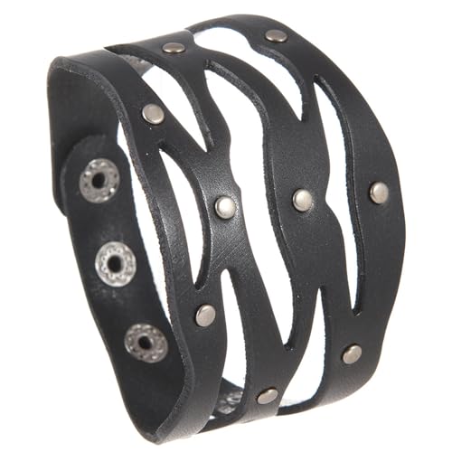 XIAOQENAN Nervöser Ledermanschette Mit Metallstollen Unisex Punkschmuck Für Konzerte Und Täglich Streetwear Hip Hop Lederarmband von XIAOQENAN