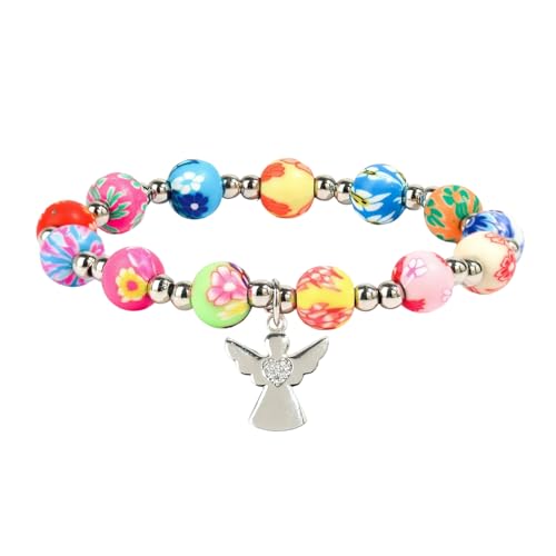 XIAOQENAN Pfirsichperlen Kristallperlen Armband Religiöse Schmuck Für Mädchen Erste Gemeinschaft Mit Engel Anhänger Charme Für Partys Erste Kommuniongeschenke Mädchen von XIAOQENAN