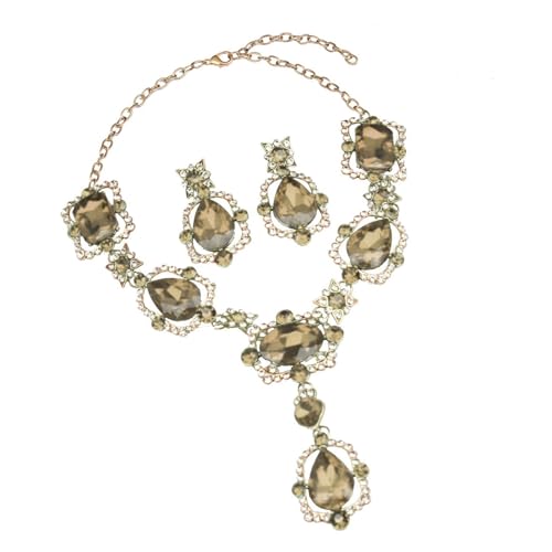XIAOQENAN Raffinierte Kristallkette Und Ohrringe Schmuck Set Legierung Kristall Halskette Und Ohrring Set Für Mode Forward Women Hochzeit Schmuck von XIAOQENAN
