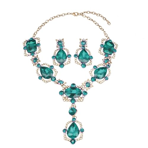 XIAOQENAN Raffinierte Kristallkette Und Ohrringe Schmuck Set Legierung Kristall Halskette Und Ohrring Set Für Mode Forward Women Hochzeit Schmuck von XIAOQENAN