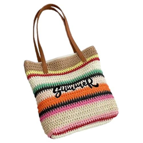 XIAOQENAN Regenbogen Gewebter Stickerei Strandtasche Bunte Stroh Design Umhängetasche Urlaub Handtasche Für Modische Frauen Beach Schulter XIAOQENAN Regenbogen Gewebter Stickerei Strandtasche Bunte Stroh Design Umhängetasche Urlaub Handtasche Für Modische Frauen Beach Schulter von XIAOQENAN