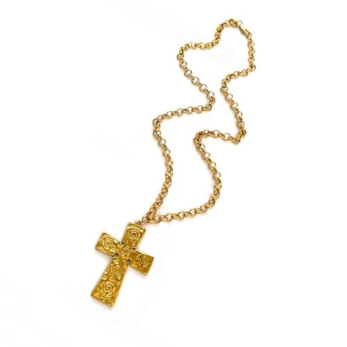 XIAOQENAN Retro Anhänger Halskette Modernes Design Hip Hop Crucifix Neckkette Edelstahl Metallkette Für Männer Und Frauen Edelstahl Retro Anhänger von XIAOQENAN