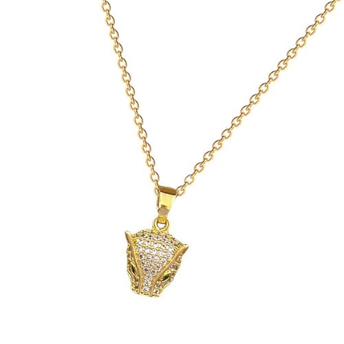 XIAOQENAN Robuster Stahlmaterialien Halskette Und Ohrring Set Mit Kompliziertem Leopardenkopf Und Zirkon Detailliert Mode Accessoire Party Kette Halskette von XIAOQENAN