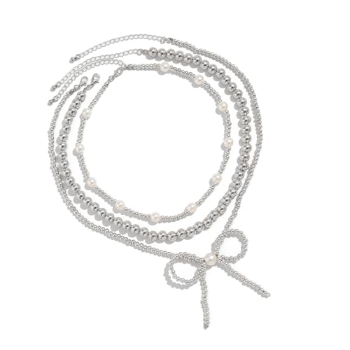 XIAOQENAN Schöne Perlen Halskette Mit Zarten Bowknot Anhänger Anmutige Perlen Halskette Für Frauen Mädchen Modische Frauen von XIAOQENAN