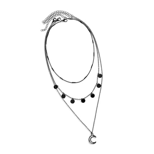 XIAOQENAN Schwarze Mond/Stern Halskette Gothic Neck Kettenketten Mit Quasten Für Frauen Die Ein Einzigartiges Accessoires Suchen Mondcharme Halskette von XIAOQENAN