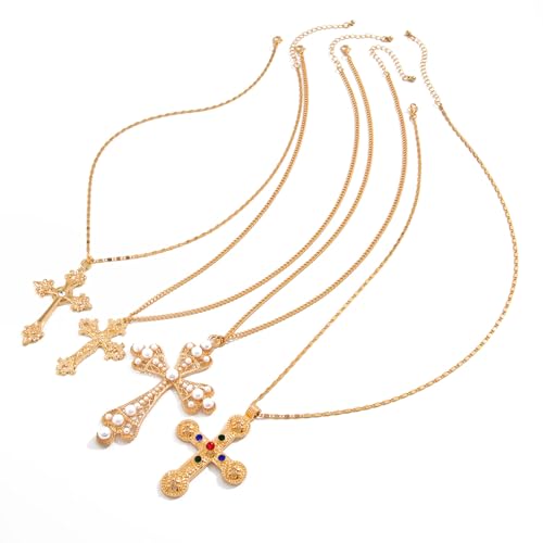 XIAOQENAN Set Von 4 Modischen Anhänger Halskette Einzigartige Anhänger Halskette Zarte Nackenschmucklegierung Textur Für Tägliche Modeschmuck von XIAOQENAN