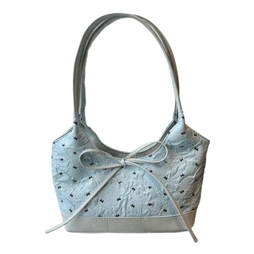 XIAOQENAN Stilvolle Falten Design Umhängetasche Großzügiger Speicherplatz Bögen Dekore Dekore Unterarme Taschen Leichte Pendler Essentielle Leichte Polyester Reisetaschen von XIAOQENAN