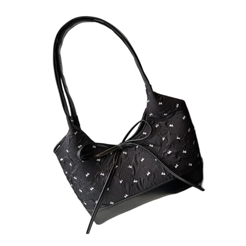 XIAOQENAN Stilvolle Falten Design Umhängetasche Großzügiger Speicherplatz Bögen Dekore Dekore Unterarme Taschen Leichte Pendler Essentielle Leichte Polyester Reisetaschen von XIAOQENAN