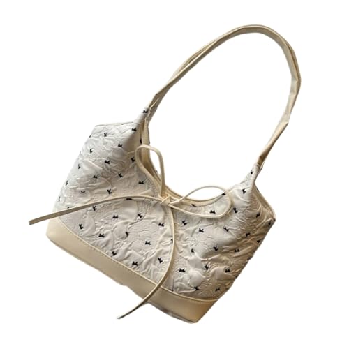 XIAOQENAN Stilvolle Falten Design Umhängetasche Großzügiger Speicherplatz Bögen Dekore Dekore Unterarme Taschen Leichte Pendler Essentielle Leichte Polyester Reisetaschen von XIAOQENAN