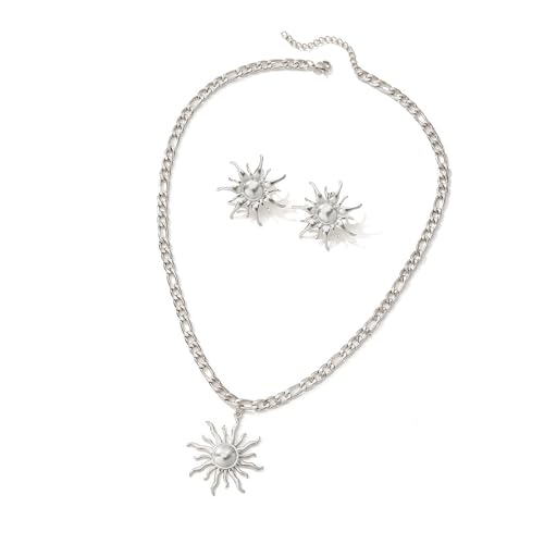 XIAOQENAN Stilvolle Sonnenschstene Ohrring Bequemer Schmuck Set Edelstahltextur Geeignet Für Dating Und Freizeitveranstaltung Modische Partyschmuck Tragen von XIAOQENAN