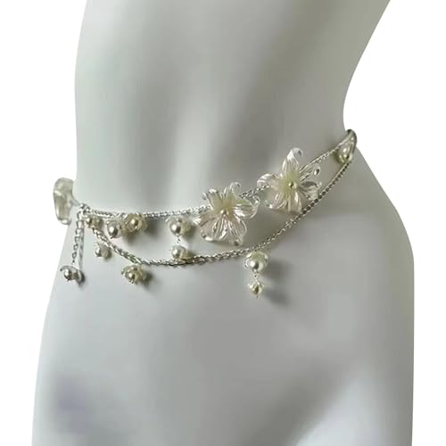 XIAOQENAN Stilvolle Stapelbare Perlen Verstellbare Taillenschmuck Legierung Körperkette Für Party Club Event Elegante Abend Outfit Verbesserung Multi Strang Braut Taille Schmuck Schmuck von XIAOQENAN