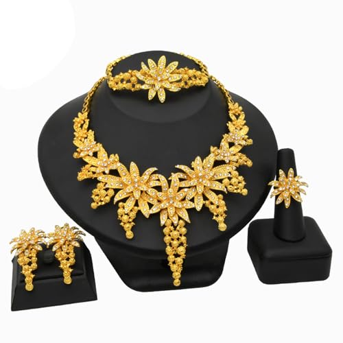XIAOQENAN Stylische Modische Brautkette Und Ohrring Set Tragbares Accessoire Für Hochzeiten Und Formelle Anlässe Hochzeit Schmuck Für Frauen von XIAOQENAN