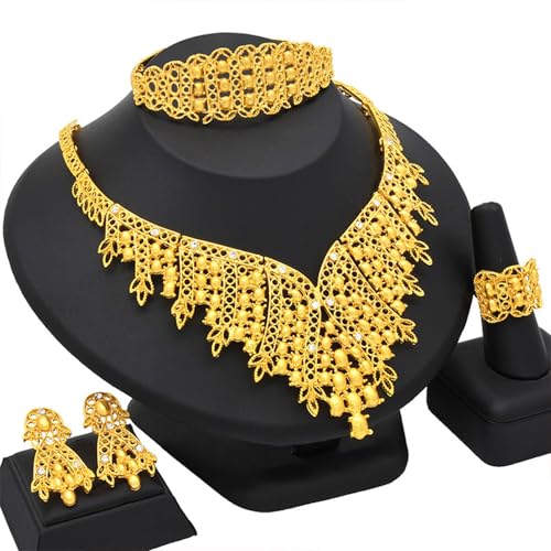XIAOQENAN Stylische Modische Brautkette Und Ohrring Set Tragbares Accessoire Für Hochzeiten Und Formelle Anlässe Hochzeit Schmuck Für Frauen von XIAOQENAN