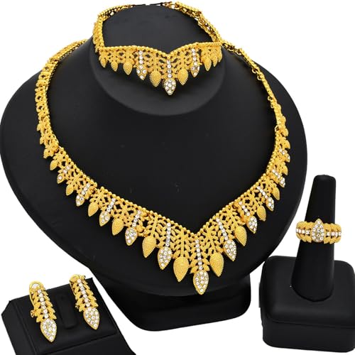 XIAOQENAN Stylische Modische Brautkette Und Ohrring Set Tragbares Accessoire Für Hochzeiten Und Formelle Anlässe Hochzeit Schmuck Für Frauen von XIAOQENAN