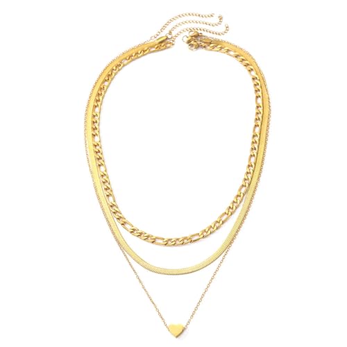 XIAOQENAN Stylish Gold/Silber Heart Anhänger Halskette Bequem Und Verblüffend Widerstandsfähiger Heckkettenschmuck Für Moderne Frauen Stapelbarer Halsschmuck von XIAOQENAN