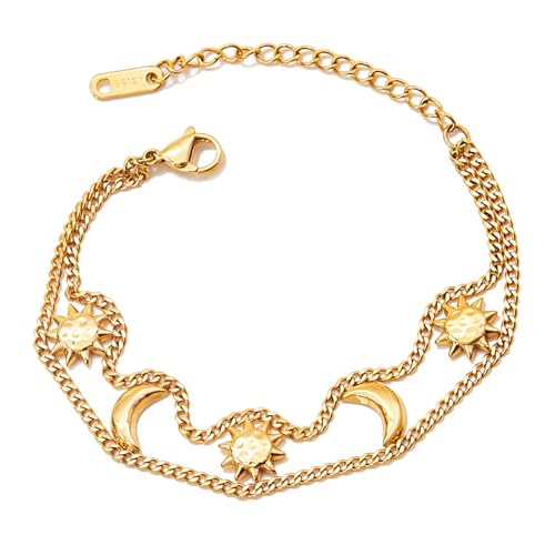 XIAOQENAN Sun Moon Designs Doppelschicht Edelstahlarmband Handschmuck Für Tägliche Verschleiß Und Präsentierender Sonne Und Mond Design Schmuck Schmuck von XIAOQENAN