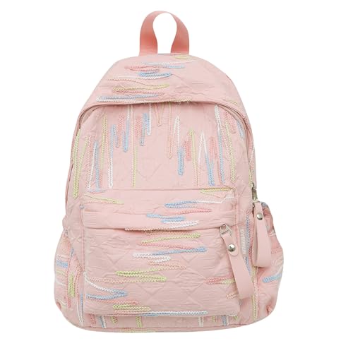 XIAOQENAN Teenager School Rucksack Koreanisch Süße Bunte Gestreifte Nylon Daypack Mehrere Taschenschule Für Teen Girls Frauen Süße Schulbag XIAOQENAN Teenager School Rucksack Koreanisch Süße Bunte Gestreifte Nylon Daypack Mehrere Taschenschule Für Teen Girls Frauen Süße Schulbag von XIAOQENAN