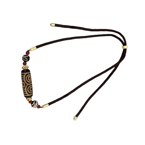 XIAOQENAN Traditionelle Tibetische DZI Perlen Halskette Handgefertigt Neun Augenschutz Symbol Halskette Für Energieausgleich Rituale Spiritueller Schutz von XIAOQENAN