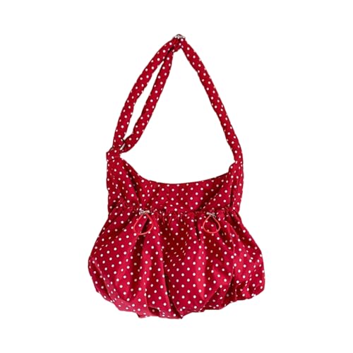 XIAOQENAN Trendy Draw String Verschluss Crossbody Bag Dot Muster Baumwollschulter Gefipftes Design Geräumiger Innenraum Ergonomisch Crossbody Für Frauen von XIAOQENAN