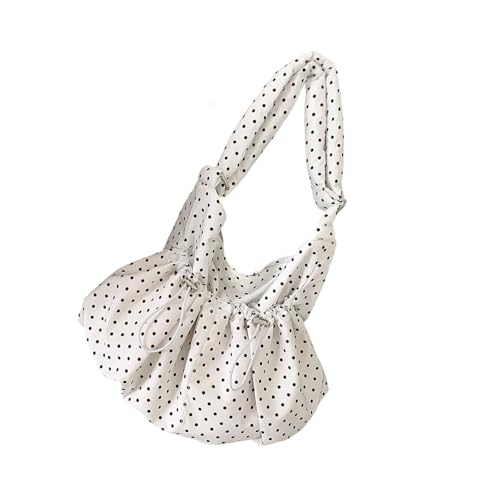 XIAOQENAN Trendy Draw String Verschluss Crossbody Bag Dot Muster Baumwollschulter Gefipftes Design Geräumiger Innenraum Ergonomisch Crossbody Für Frauen von XIAOQENAN