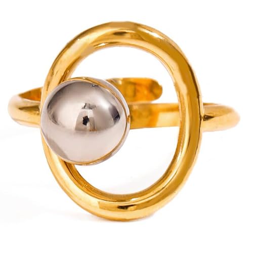 XIAOQENAN Unregelmäßige Linie Edelstahl Stapelstapeler Bandfingerzubehör Leicht Einstellbare Öffnungsringe Zubehör Modern Geometrische Ringdesign von XIAOQENAN