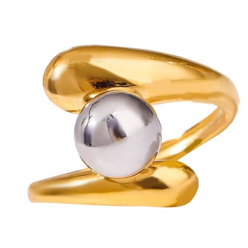 XIAOQENAN Unregelmäßige Linie Edelstahl Stapelstapeler Bandfingerzubehör Leicht Einstellbare Öffnungsringe Zubehör Modern Geometrische Ringdesign von XIAOQENAN