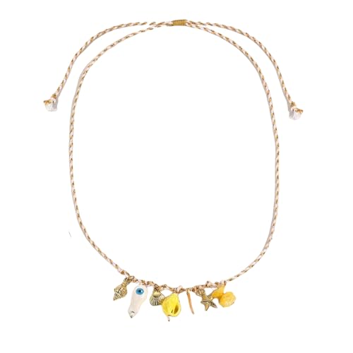 XIAOQENAN Verstellbares Strandthema Schmuck Keramik Marine Life Anhänger Halskette Mit Farbenfrohen Seilkette Summers Modeaccessoire Stylish Thema Geschenk von XIAOQENAN