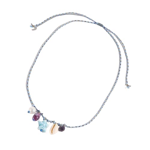 XIAOQENAN Verstellbares Strandthema Schmuck Keramik Marine Life Anhänger Halskette Mit Farbenfrohen Seilkette Summers Modeaccessoire Stylish Thema Geschenk von XIAOQENAN