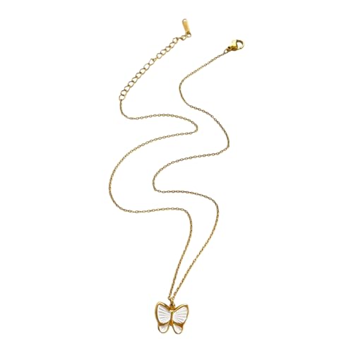 XIAOQENAN Vielseitige Multi Layer Blumen Schmetterlingsanhänger Halskette Leichtgewicht Edelstahl Bequemer Schmuck Für Tägliche Verwendung Vielseitiger Edelstahl Halskette von XIAOQENAN