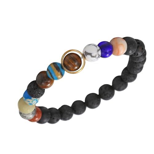XIAOQENAN Vintage Styles Starry Galactics Armband Einstellbare Robuste Steinsymbol Schmuckzubehör Tragbar Für Männer Und Frauen Sonnensystem Armband von XIAOQENAN