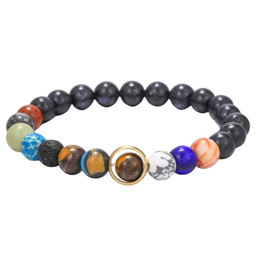 XIAOQENAN Vintage Styles Starry Galactics Armband Einstellbare Robuste Steinsymbol Schmuckzubehör Tragbar Für Männer Und Frauen Sonnensystem Armband von XIAOQENAN