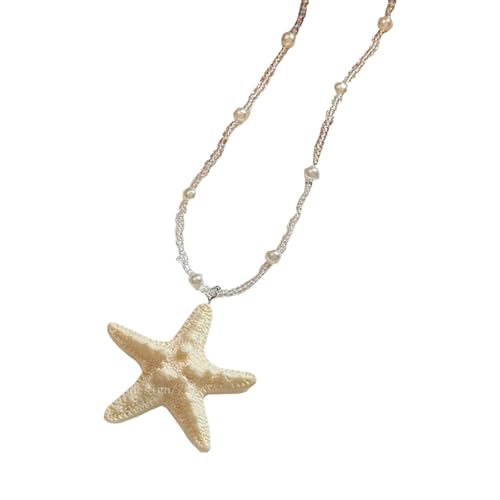 XIAOQENAN Warme Seesterne Halskette Frauen Leichtes Schmuck Schlüsselblatt Kette Strandpartys Accessoire Summers Geschenk Trendy Multi Strang Seesternkette von XIAOQENAN