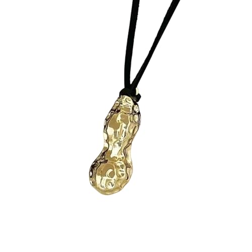 XIAOQENAN Zarte Erdnuss Anhänger Halskette Mit Schwarzem Seil Multifirtional Sweater Kette Langes Seil Halskette Legierung Textur Für Den Täglichen Erdnussanhänger von XIAOQENAN