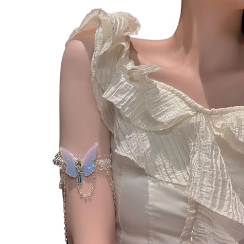 XIAOQENAN Zarte Legierungsspitzenbeinkette Mit Schmetterlingsbrand Und Schwung Quasten Kochlettarmband Design Schmetterling Spitzen Knöchelarmband von XIAOQENAN