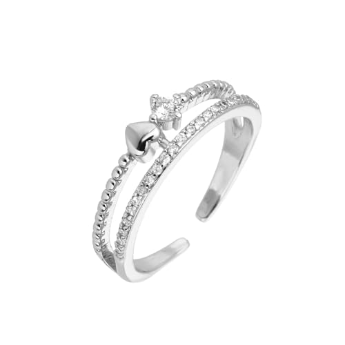 XIAOQENAN Zögerliche Einstellbare Kupferringe Mit Kristallen Herz Charme Tragbar Für Date Night Oder Hochzeit Vielseitiger Anlass Kupferringe von XIAOQENAN