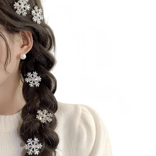 Kristall Schneeflocke Haarspangen Winter Thema Haarschmuck 10 Stück Silber von XIAOQIXI