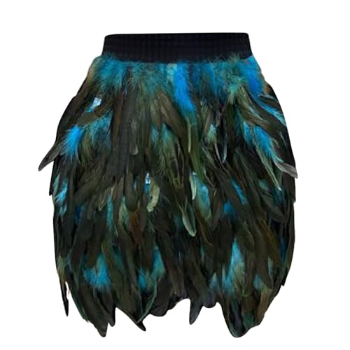 Damen Feder Rock Karnevalkostüm Elastische Taille Party Minirock Tüllrock Karneval Kostüm Damen Festival Outfit Damen Tüllrock Damen Pfau Kostüm Schlanke Hüfte Feder Rock Rock Damen (I-Sky Blue, XXL) von XIAOTUZ