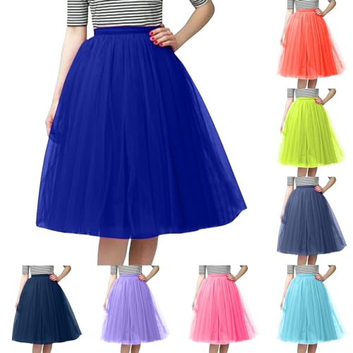 Tüllrock Damen Karneval Tüllrock Damen Tüllrock Damen Karneval Lang Minirock Petticoat Unterrock Tütü Damen Ballettrock Hosenrock Tanzkleid Party Tüllrock Tutu Tüll Rock Faltenrock (Blue-1, One Size) von XIAOTUZ