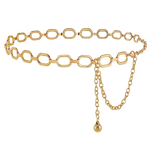 XIAOWU Taillenkette Gürtel Damen aus Metall für Kleid Jeans Verstellbare Legierung Kette Mode Body Link Kettengürtel von XIAOWU