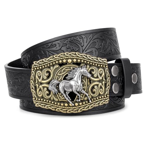 XIAOWU Western Kunstleder Gürtel für Damen Herren, Cowboy Cowgirl Attraktive Schnalle Retro Geprägter Kostüm Gürtel von XIAOWU
