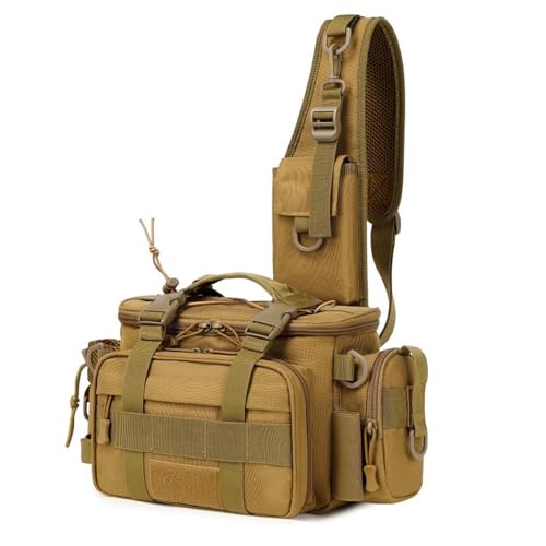 XIAOXIAOYU Angelausrüstungstasche – wasserdichte Angeltasche mit Rutenhalter, verschleißfeste Fischwerkzeug-Organizer-Tasche für Camping, Reisen, Wandern, von XIAOXIAOYU