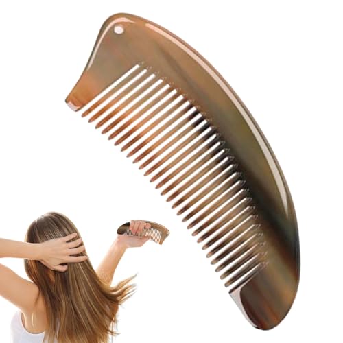 XIAOXIAOYU Anti statischer Hornkamm, Hornkämme für Frauen,Breiter Zahn antistatische Haarbürste natürlicher Hornkamm | Handgefertigte Knochenbürstenbartmassage Gesundheitsversorgung für Männer und von XIAOXIAOYU