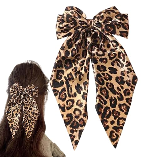 XIAOXIAOYU Haarschleifen mit Leopardenmuster für Damen, Haarschleife, Leopardenmuster, langer Schwanz, Leopardenband, Haarschmuck für glatte, dickes, feines Haar XIAOXIAOYU Haarschleifen mit Leopardenmuster für Damen, Haarschleife, Leopardenmuster, langer Schwanz, Leopardenband, Haarschmuck für glatte, dickes, feines Haar von XIAOXIAOYU
