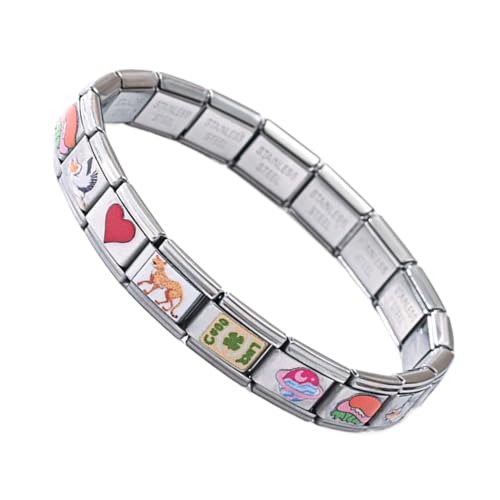 XIAOXIAOYU Italienisches Modulares Charm Armband - Edelstahl Handgefertigtes Handgelenksarmband für Mädchen - Verstellbarer Charm Für Reise Abend Cocktail Hochzeit von XIAOXIAOYU